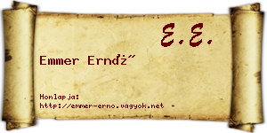 Emmer Ernő névjegykártya